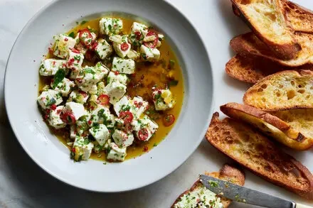 Marinated Feta With Herbs and Peppercorns